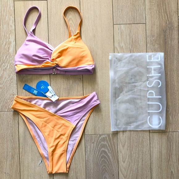 NWT Cupshe Spring Macaron Twist Shape Bralette & V Front Hipster Set Size S - Picture 2 of 12